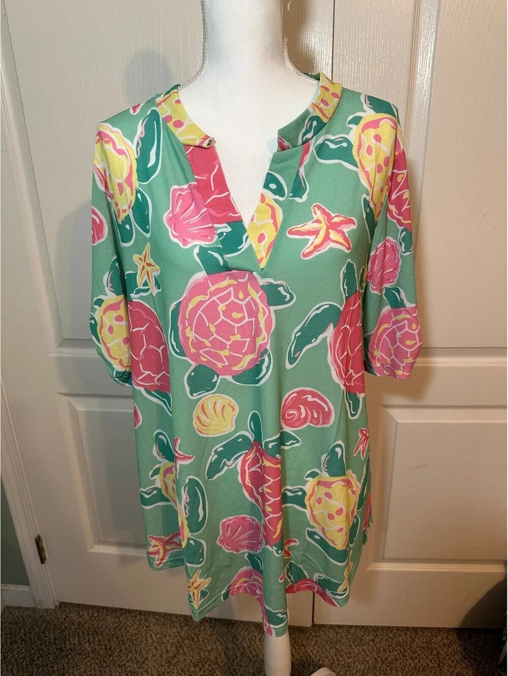 NWT Simply Southern Tropical Sea Turtle Tunic Dress Cover-Up Size Medium